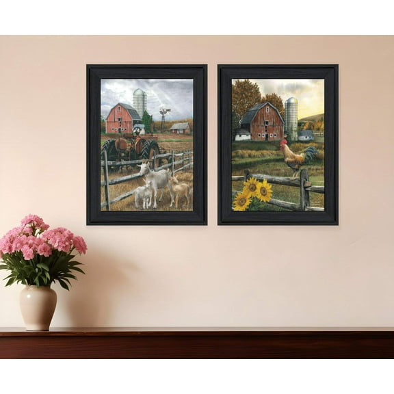 Set Of Two Farm Life Black Framed Print Wall Art