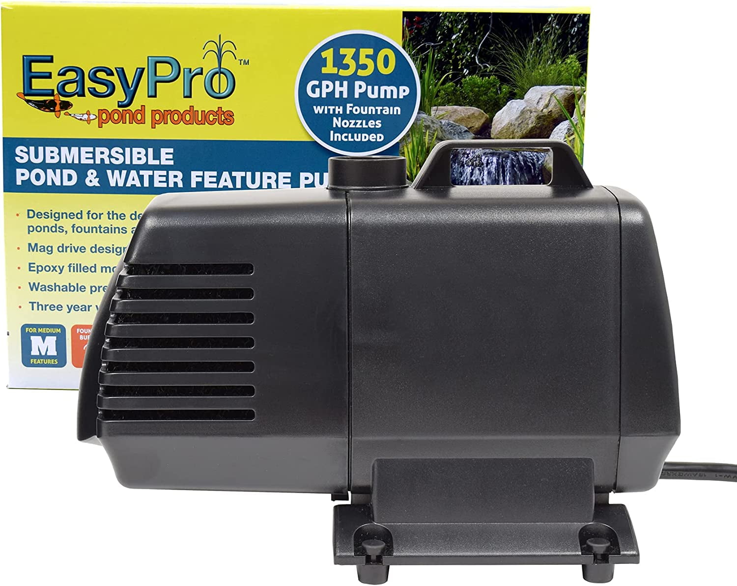 EasyPro EP1350 Submersible Mag Drive Pump For Ponds, Waterfalls
