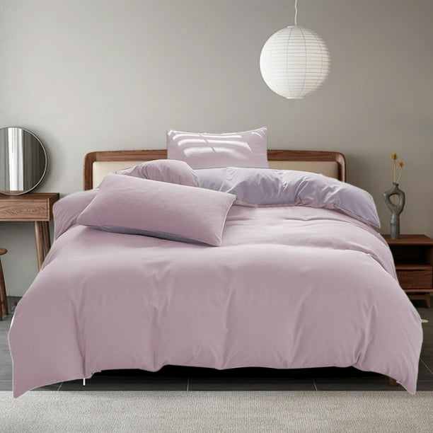 Juegos de colcha y cubrecama para todas las estaciones: juego de cama de 4 piezas, sábanas lavables de color liso, funda nórdica y fundas de almohada, sábanas de algodón lavado.