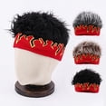 thumbnail image 2 of Jiibva Men Wig Hat, Fake Hair Hat for All Ages Flame Knitted Hat with Hair Attached Funny Short Hair Wig Headband Novelty Hat with Wig Spiked, 2 of 7