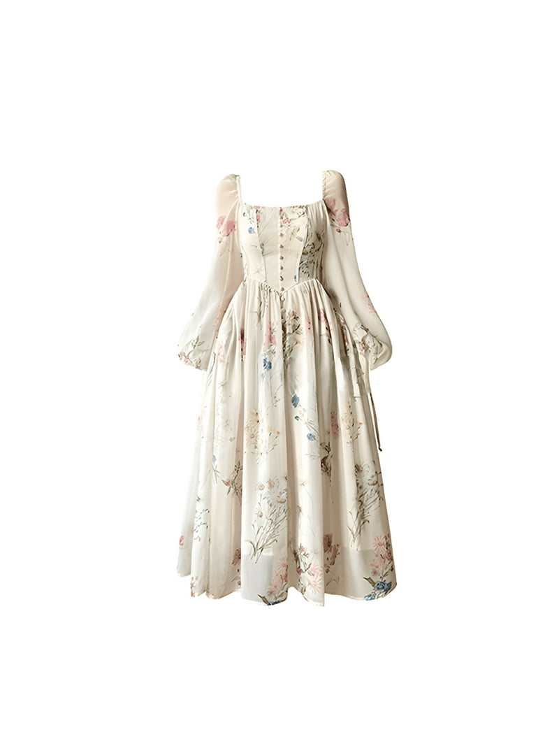 ワンピース Tulip Chiffon Long Dress beige petale Tulip Chiffon Long Dress beige petale
