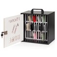thumbnail image 2 of Lzttyee Cell Phone Holder Classroom 33 Slots Wooden Cell Phone Storage Cabinet Pocket Chart with Handle and Security Lock for Classroom Office (33 Grid Cabinet Black), 2 of 4