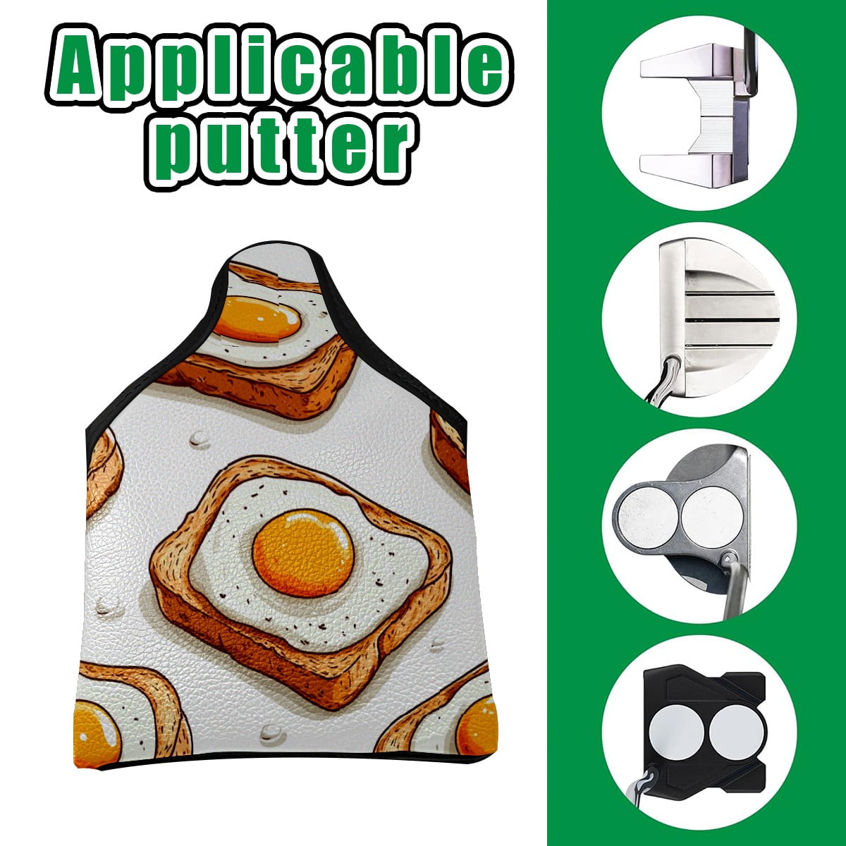 Golf Mallet Putter Cover Premium Leather Golf Putter Head Cover with Magnetic Closure Golf Cover for Men and Women Fried Egg Pattern