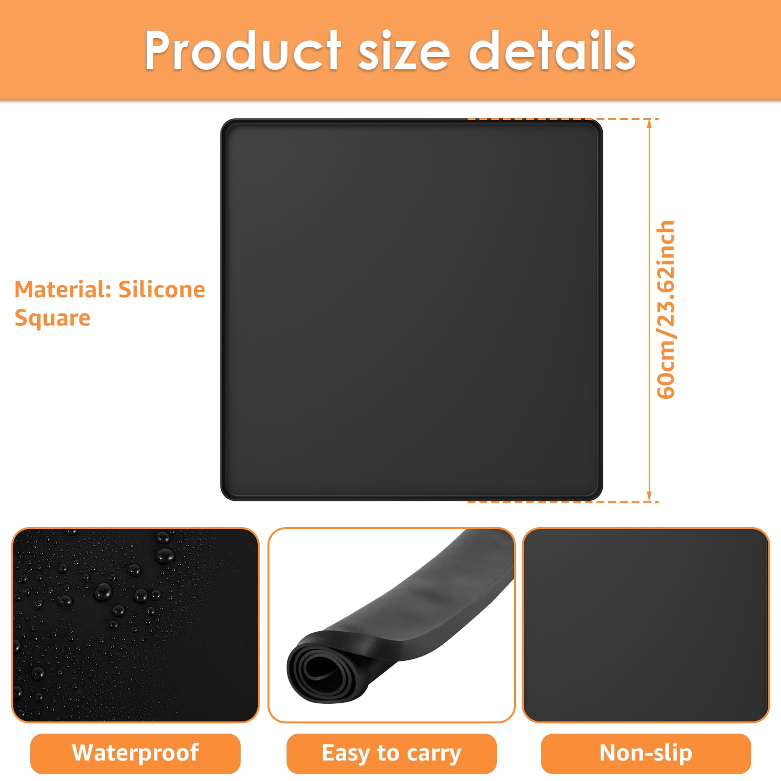 AEVXKHI Mini Fridge Mat Nonslip Under Refrigerator Mat with Raised Edges Silicone Mini Fridge Drip Tray Multifunctional Refrigerator Floor Protector for Shelf Drawer Countertop