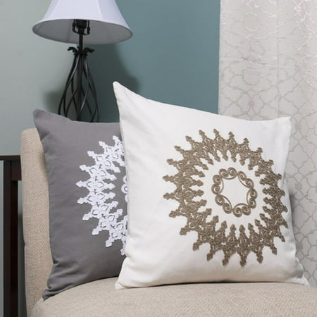 Sweet Home Collection Luxury Linen Embroidered Decorative Throw Pillow - Walmart.com