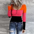 thumbnail image 1 of Birdeem T-Shirt Décontracté à Manches Longues pour Femmes, Col Rond, Boutons Imprimés, Blouse, 1 of 1