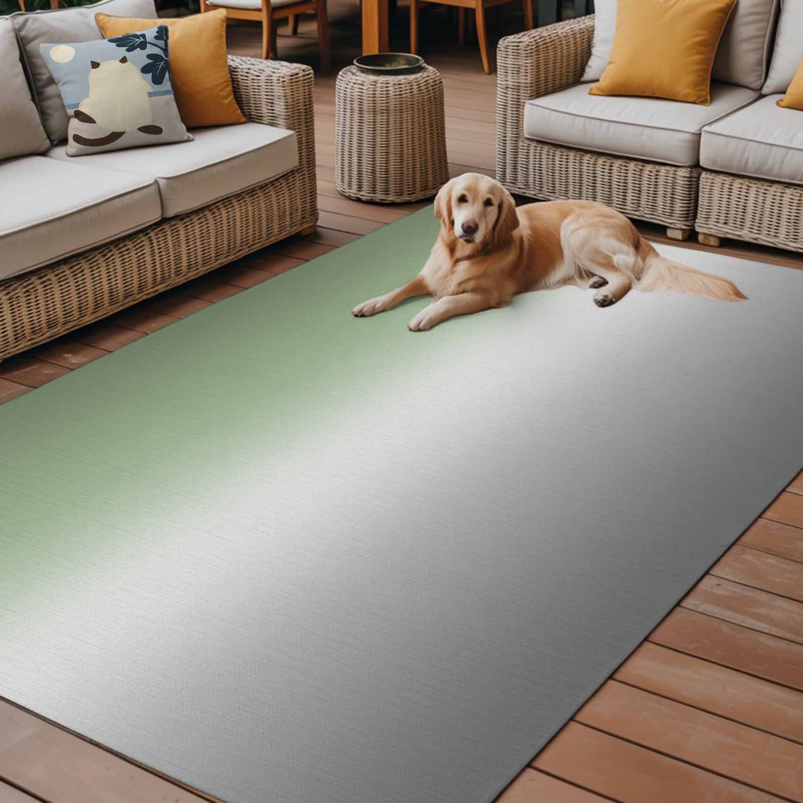 Outdoor Rug 5x8ft Sage Green Large Area Rug Ombre Green Grey Indoor Outdoor Carpet Outdoor Rugs Mats for Patio Camping,RV,Front Door, Outside Decor