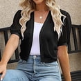 thumbnail image 2 of JGGSPWM Women Shrug Soft Chiffon Open Front Sheer Half Sleeve Cardigan for Evening Dress Black M, 2 of 7
