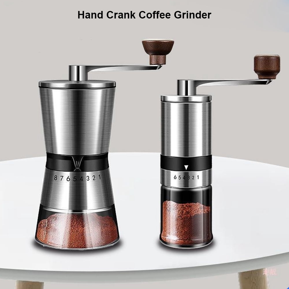 Hand Coffee Mill Stainless Steel Hand Coffee Grinder Ceramic Burr with Hand Crank Detachable for Home/Office/Camping/Traveling