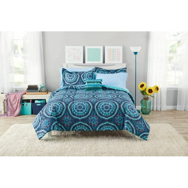 Mainstays Jessica Medallion Queen Bed in a Bag Coordinated Bedding