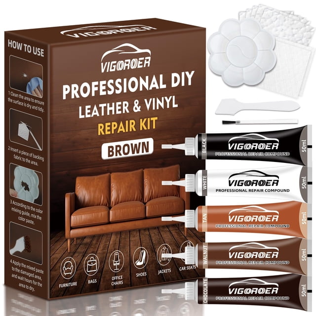 Kit de reparación de cuero Vigorder para muebles, interiores de automóviles, etc.