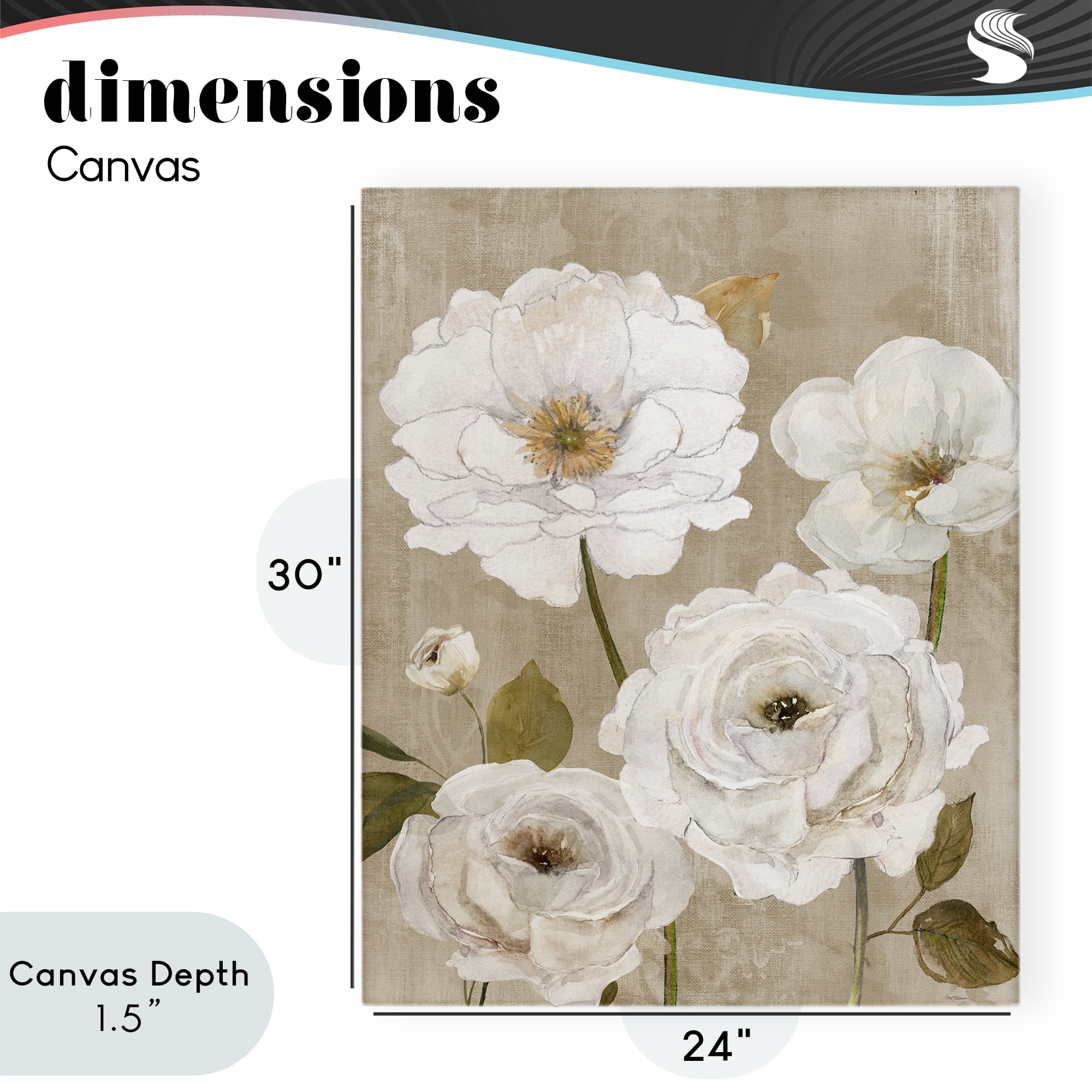 Stupell Industries Rustic Blooms in White Canvas Wall Art, design by Carol Robinson