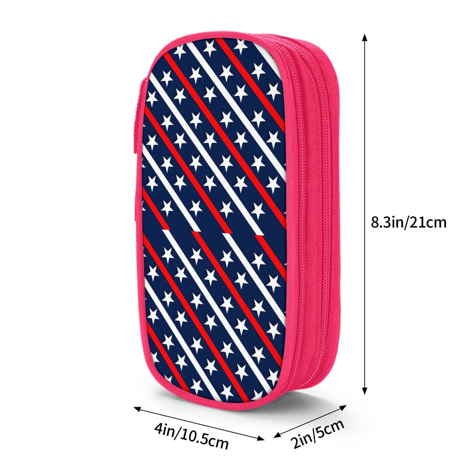 XMXY Patriotic Red White Blue Stars Strips Large Capacity Pencil Case,  Portable Pencil Bags with Compartments Zipper Blue