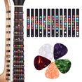 thumbnail image 1 of Amdohai Guitar Fretboard Stickers Colorful Fingerboard Sticker Note Decals for 6 String Acoustic Electric Guitars Beginners Practice Assistant Tool with 5pcs Guitar Picks, 1 of 8
