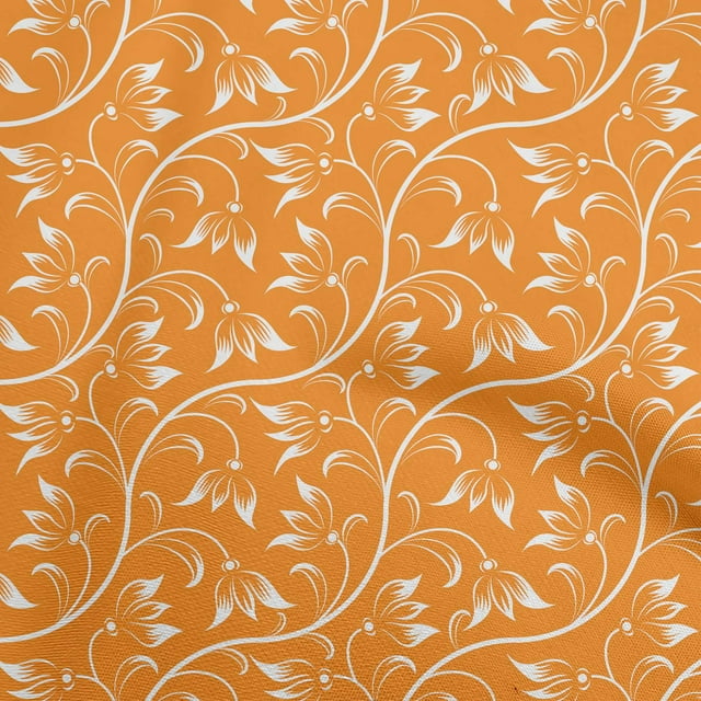oneOone Polyester Spandex Orange2 Fabric Asian Floral Block Sewing Craft Projects Fabric Prints By Yard 56 Inch Wide