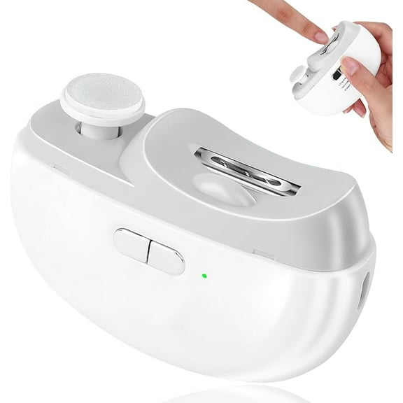 Upgraded 3 in 1 Automatic Nail Clippers with LED Light, Automatic Nail Trimmer for Adults and Seniors, Built-in Nail Chip Collector, Anti-Splash Nail Debris, White