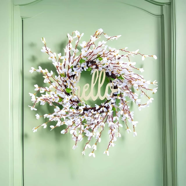 Spring European Style Simulated Orchid Flower Wreath Exquisitely Crafted Non Fading Design For Front Door Porch Wall Home Indoor Outdoor Wedding Festival Holiday Party Decor Housewarming Gifts