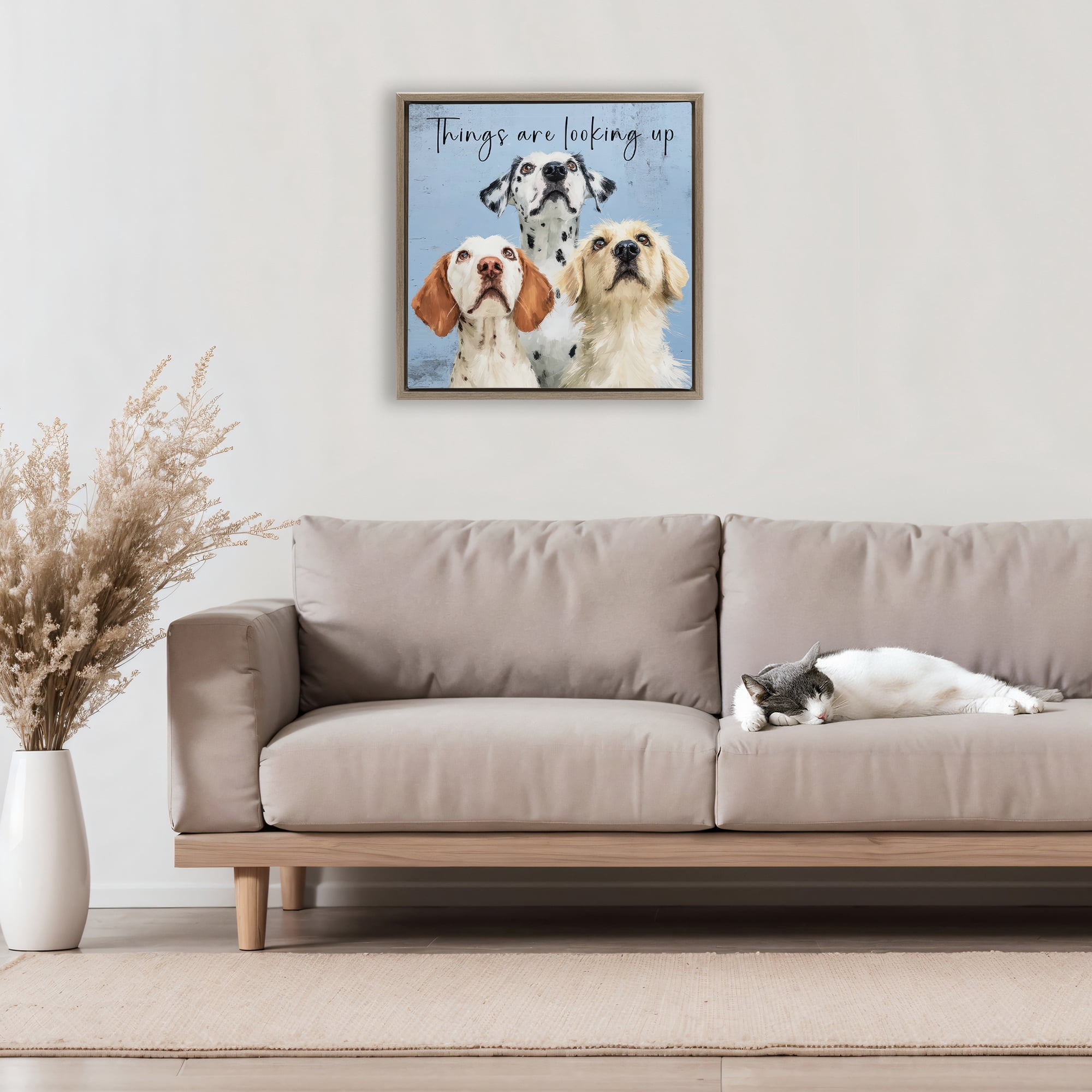 Stupell Industries Things Are Looking Up Brown Framed Floater Canvas Wall Art, design by Kim Curinga