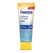 6 Pack Coppertone Defend & Care Oil Free Faces Sunscreen Lotion SPF50 3oz each