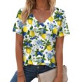 thumbnail image 5 of vigerkar Women's Casual Boho Floral Printed V Neck Tops Short Sleeve T Shirt Blouses (Yellow, S), 5 of 9