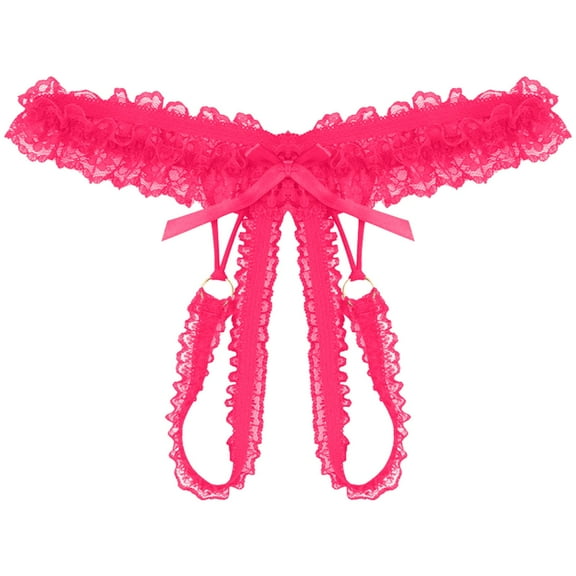 Women's Crotchless Underwear Pink Panties Women's Exotic Underwear Cheeky Panties One Size