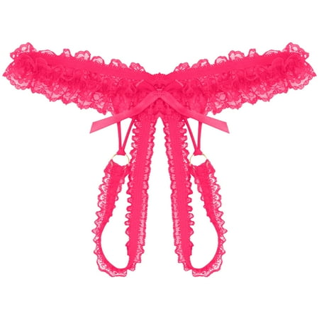 Crotchless Underwear for Women Hot Pink Panties Womens Lingerie Sexy Crotchless Cheeky Panties One Size