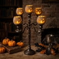 thumbnail image 2 of Halloween Candelabra Holder 12 Inch, 5 Light Pumpkin Tea Light Holder, Rustic Gothic Metal Candle Stand for Dining Table, Halloween Decorations, 2 of 8