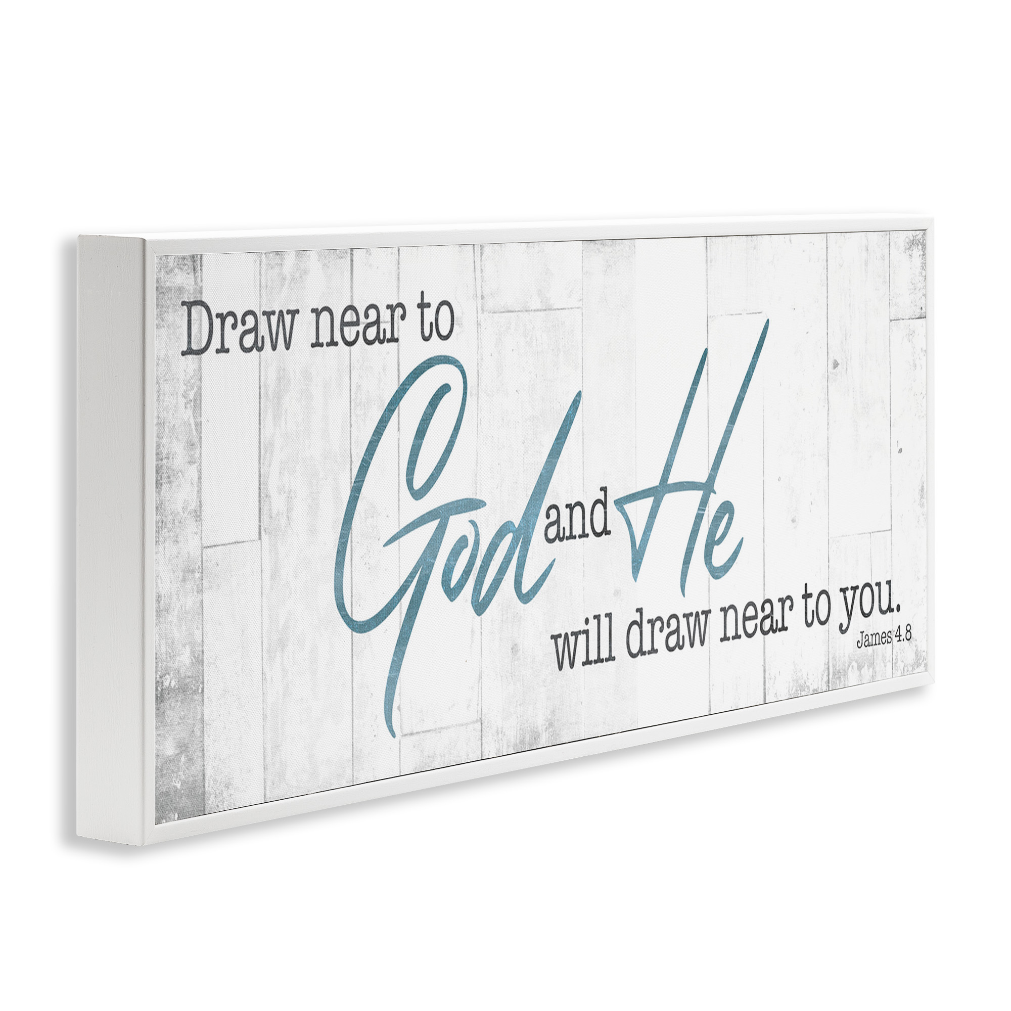 Stupell Industries Near to God Charming Proverb Religious Painting White Framed Art Print Wall Art, 30 x 13