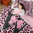 thumbnail image 3 of Manfei Pink Leopard Print Bow Letter W Twin Bedding Sets for Girls, Bowknot Initial Bedding Comforter Set, Pink Reversible, 7pcs, 3 of 7