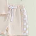 thumbnail image 5 of Summer Outfits for Boys, Casual Sets for Little Boys Checkered Color Block Short Sleeve T-Shirt and Solid Drawstring Shorts Casual Toddler Outfit, 5 of 6