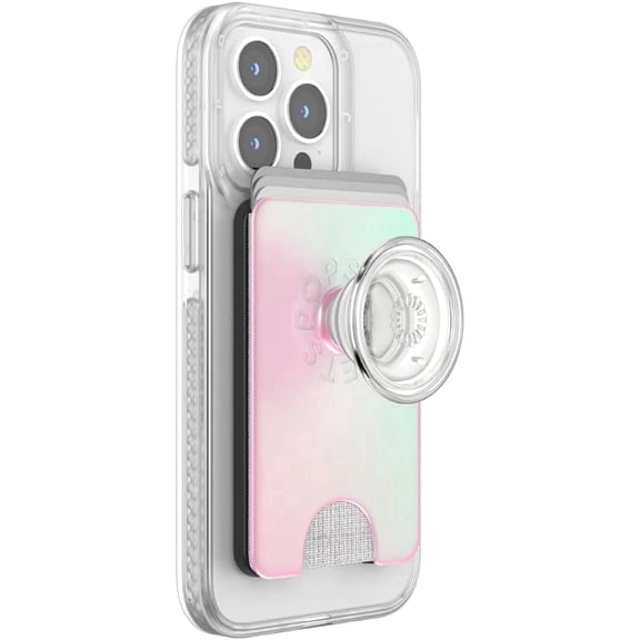 PopSockets Phone Wallet for MagSafe, Phone Card Holder with Grip, Light Pink - Mermaid Pink