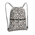 thumbnail image 2 of Wukai Heart Leopard Waterproof Drawstring Backpack with Zipper Pocket,Large Foldable Gym Bag for Women and Men, Perfect for Sports, Yoga, and Travel, 2 of 8