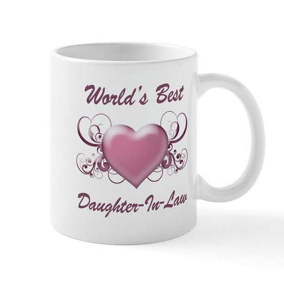 CafePress - World's Best Daughter In Law (Heart) Mug - 11 oz Ceramic Mug - Novelty Coffee Tea Cup