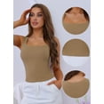 thumbnail image 3 of Unique Bargains Women's Ribbed Undershirt Square Neck Tank Top with Built-In Bra S Brown, 3 of 6