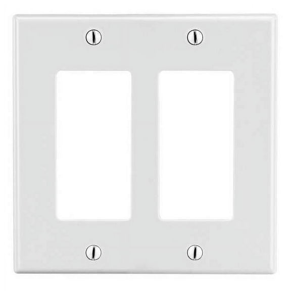 Rocker Wall Plate, Number of Gangs: 2 Plastic, Satin Finish, White