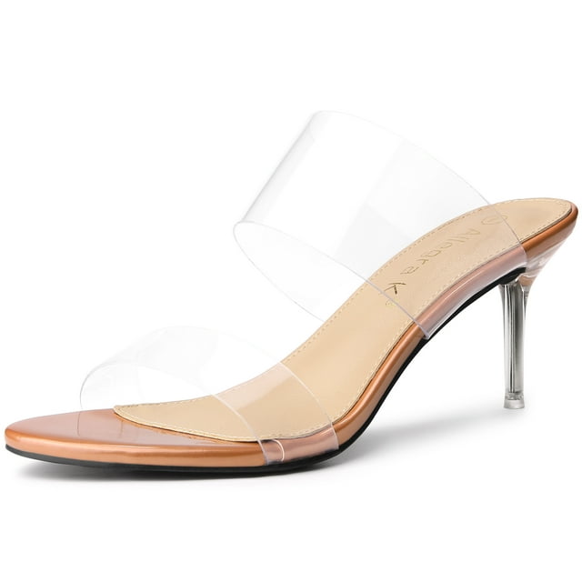 BLISSFUL STEP Sandales à Talon Aiguille Transparentes pour Femmes à Enfiler Transparentes