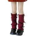 thumbnail image 3 of THDHVS Girls Socks,Socks for Girls,Girls Cable Knit Leg Warmers with Decorative Bow Thick Warm Yarn for Winter One Size Boot Topper Fits and for Layering Over Tights Red 3-15 Years, 3 of 4