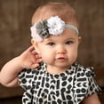 thumbnail image 2 of My Lello Baby Flower Diademas Tela Con Cuentas Trio Elástico Par (Blanco/Negro), 2 of 5