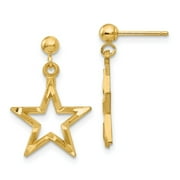 FB Jewels 14K Yellow Gold Polished & Diamond-Cut Star Dangle Post Earrings