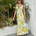 thumbnail image 6 of Watercolor Yellow Fruit Lemon Dress Fashion Boho Beach Long Dresses Female Party Printed Maxi Dress, 6 of 9