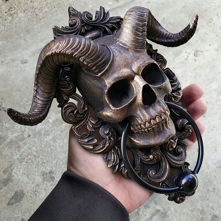 DXDYYDS Horned God Skull Hanging Door Knocker-Heavy Duty Gothic Doorknocker,Goat Horned God Skull?Hanging Door Knocker,Perfect Decorat Door Ring Horned Skull Hanging Door (Small) small DXDYYDS Horned God Skull Hanging Door Knocker-Heavy Duty Gothic Doorknocker,Goat Horned God Skull?Hanging Door Knocker,Perfect Decorat Door Ring Horned Skull Hanging Door (Small) small