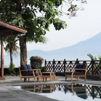 Modway Marina 5 Piece Outdoor Patio Teak Set in Natural Navy