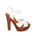 thumbnail image 2 of Cathy Din CF37 Women Leatherette Cross Band Ankle Strap Wooden Platform Chunky Heel Sandal, 2 of 5