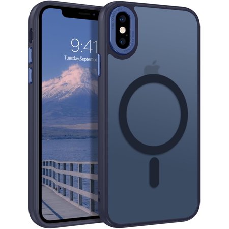 for iPhone X/XS Case - MagSafe Compatible, Slim Translucent Matte Skin Feeling Shockproof Protective Anti-Scratch Case, Dark Blue