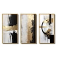 thumbnail image 2 of Designart "Horizontal Dimensions Gold and Black Abstract" Abstract Painting Framed Wall Art Set Of 3 - Gold Modern Frame Canvas Set For Living Room Decor, 2 of 6