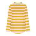 thumbnail image 5 of miqiqism Great discounts！Women's Striped Shirts Trendy Tunic Blouses Juniors Dress Long Sleeve Tops Round Neck Pullover Clothing Fall,Striped#01_Yellow,X-Large, 5 of 6