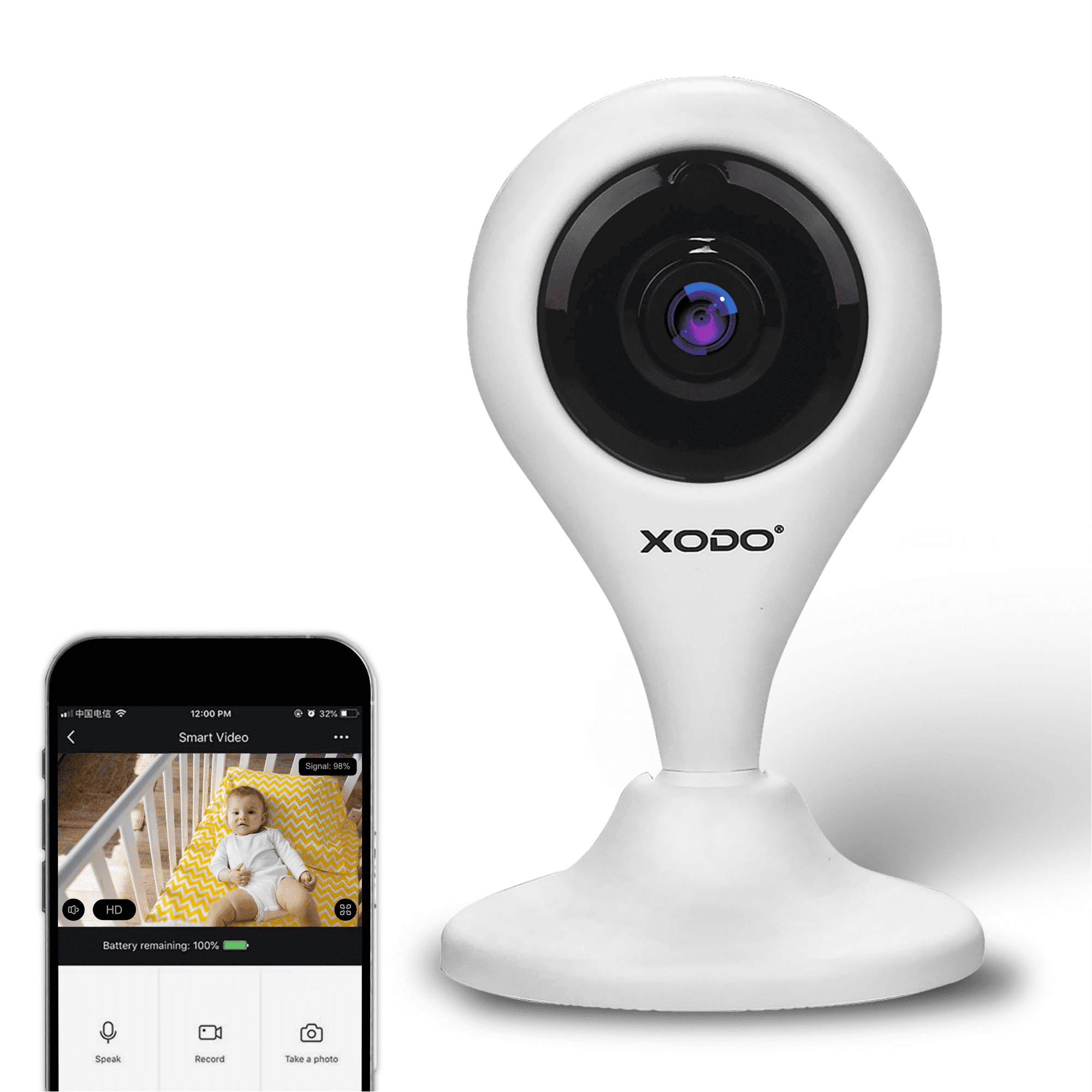 XODO E4 Wireless Security Camera, Indoor Baby Monitor and Wi-Fi Camera System with Night Vision and Two-Way Audio
