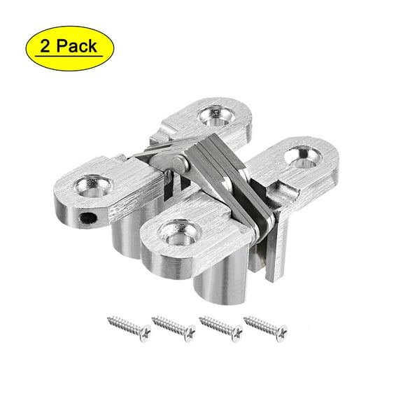 Unique Bargains 2Pcs Invisible Concealed Cross Hinge Wooden Door, 45 x 37 x 12mm, Zinc Alloy