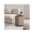 thumbnail image 2 of Hexagonal Rural Style Garden Retro with Drawer Living Room Corner Table Bedroom Bedside Table , Textured Black + Warm Oak, 2 of 5