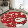 thumbnail image 2 of Red Snowman Christmas Round Area Rug 3 FT, Small Kitchen Bathroom Mat, Xmas Winter Snowflake Let Snow Washable Indoor Outdoor Throw Runner Carpet Non-Shedding Doormat for Table Shower Sofa Entryway, 2 of 9